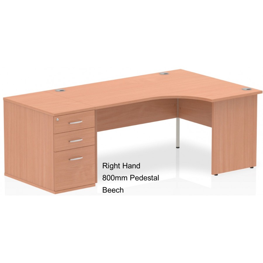 L shaped shop desk with pedestal
